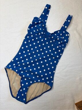Blue Polka Dot Delia*s Vintage One-Piece Swimsuit (A)